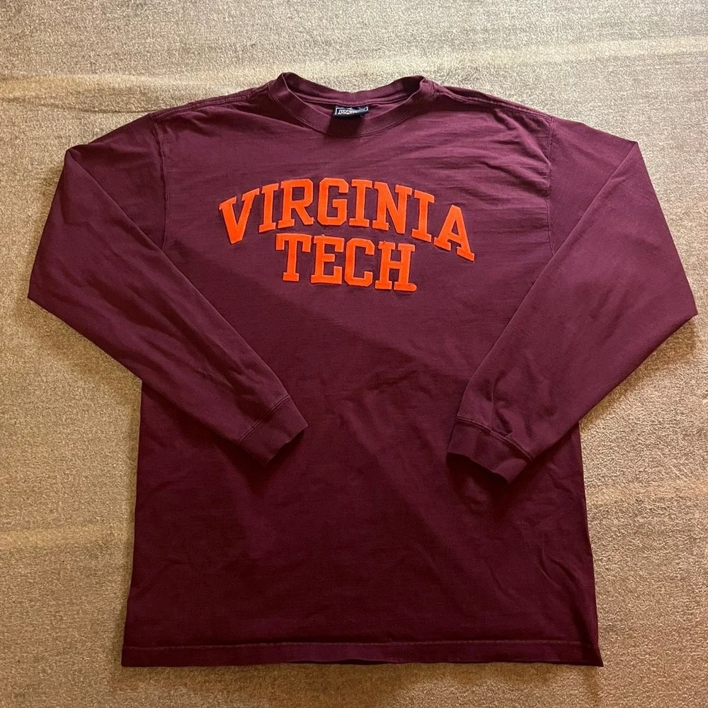 Vintage Jansport Virginia Tech Long Sleeve Shirt Mens Large Maroon VT Hokies